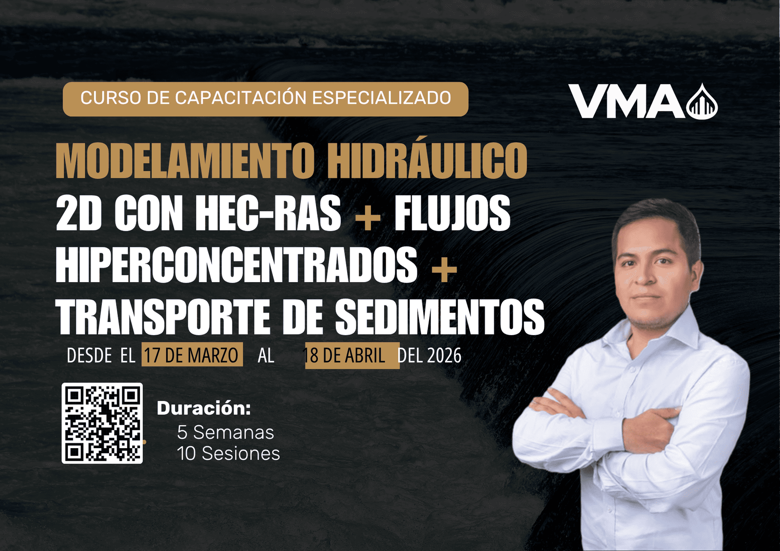 Portada de MODELAMIENTO HIDRÁULICO 2D CON HEC-RAS + FLUJOS HIPERCONCENTRADOS + TRANSPORTE DE SEDIMENTOS